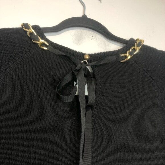 Milly Merino Wool Mini Sweater Dress Gold Chain Detail size S - Picture 7 of 7